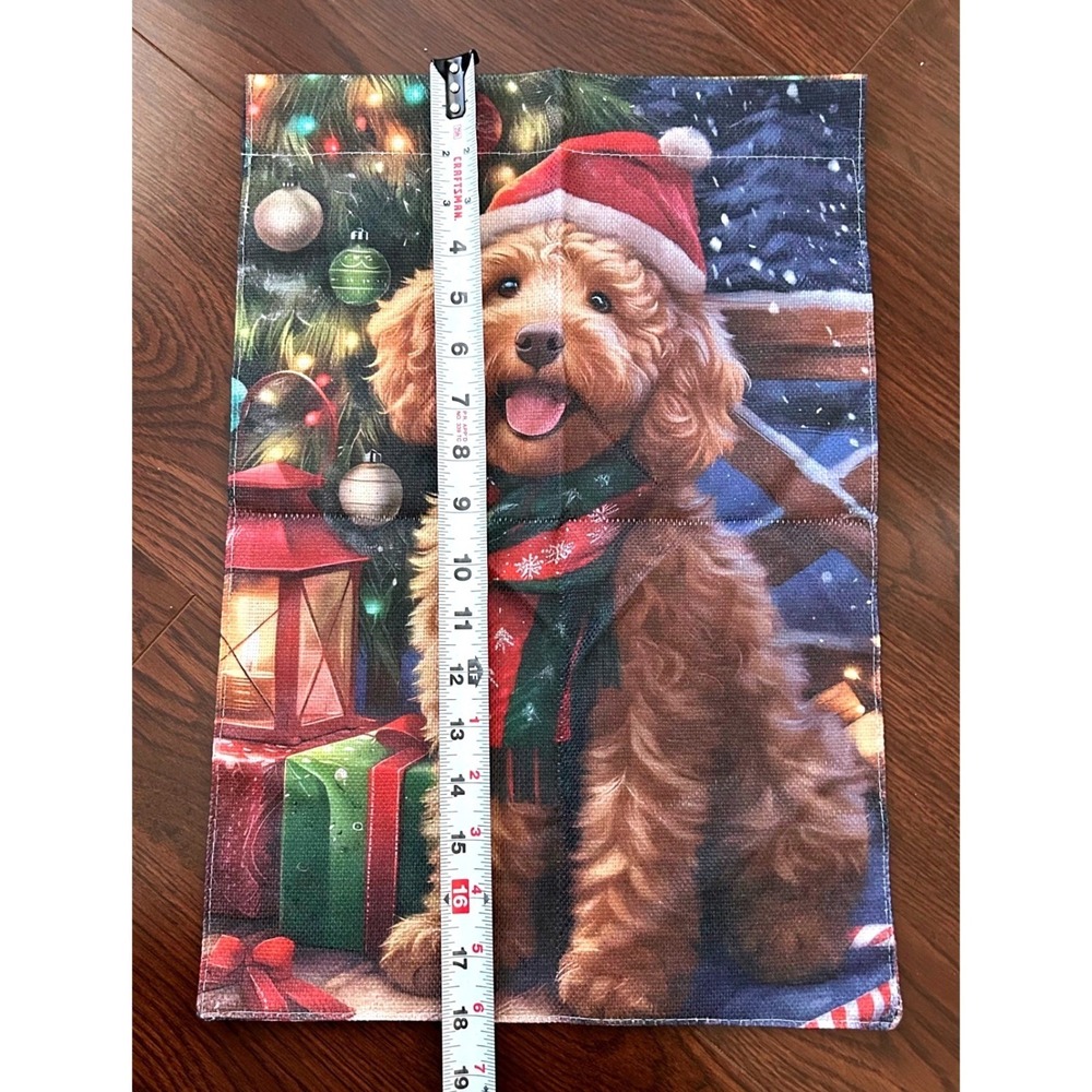 Christmas Dog Garden Flag Winter Scene Winter Dog Holiday Decor Goldendoodle - Picture 3 of 3